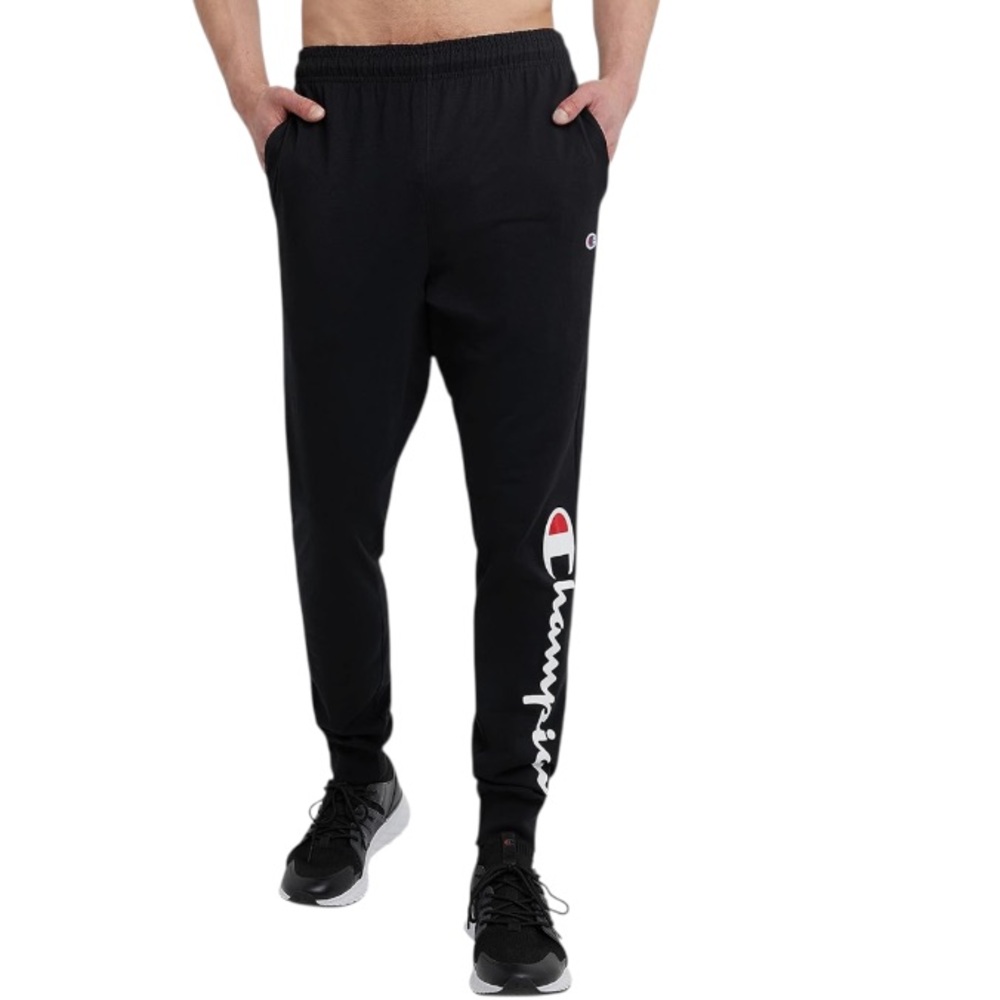 Champion Men’s Joggers Script Logo On Leg Black Joggers Men’s Size Small